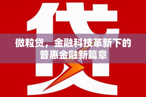 江阳微粒贷，金融科技革新下的普惠金融新篇章