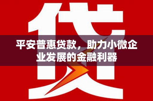 江阳平安普惠贷款，助力小微企业发展的金融利器